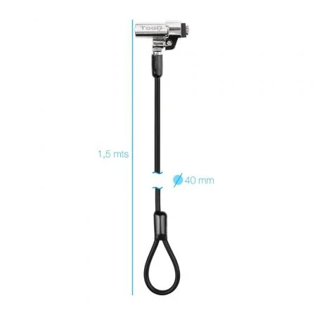 Tooq Cable de Seguridad Tipo NANO con Llave, 1.5m, Gris Oscuro
